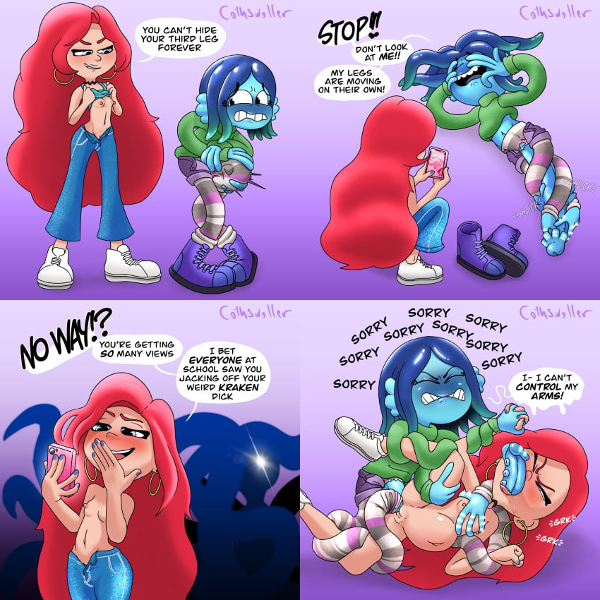 1futa 1girl 2023 all_the_way_through anal anal_rape anal_sex areola ass big_ass blue_hair blue_skin breasts chelsea_(ruby_gillman) clothed clothing comic cothswoller deserved_rape deserves_to_be_raped dialogue double_penetration dreamworks duo english_text erection eyebrows fully_clothed futanari futanari_on_female human humanoid in_ass_out_mouth interspecies justified_rape kraken_(ruby_gillman) light-skinned_female light_skin long_hair long_penis mermaid mostly_clothed multiple_images nipples nude oral partially_clothed penis penis_tentacle rape red_hair ruby_gillman ruby_gillman,_teenage_kraken sex small_breasts speech_bubble tentacle tentacle_hair tentacle_sex text topless vaginal vaginal_penetration