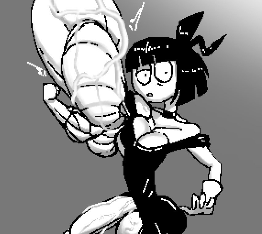 creepy_susie dickgirl flexing futanari goth looking_at_viewer muscle muscular_female penis the_oblongs veins veiny_penis