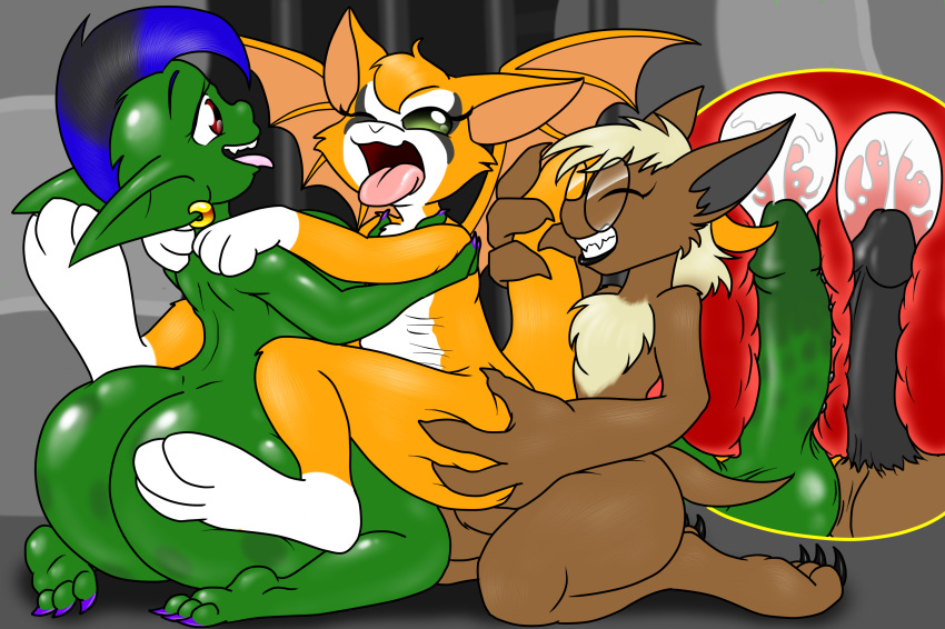 1girl anal anal_penetration anthro anus ass breasts character_request dickgirl dickgirl/female double_penetration dust:_an_elysian_tail fidget fidget_(elysian_tail) goblin group group_sex high_res humanoid humanoid_penis intersex intersex/female kecomaster mammal mini_luste nimbat one_eye_closed penetration penis pussy rougia sex threesome tongue tongue_out vaginal vaginal_penetration video_games wink