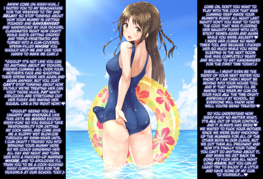 beach boner caption dickgirl elzi femdom futadom futanari intersex shemale swimsuit