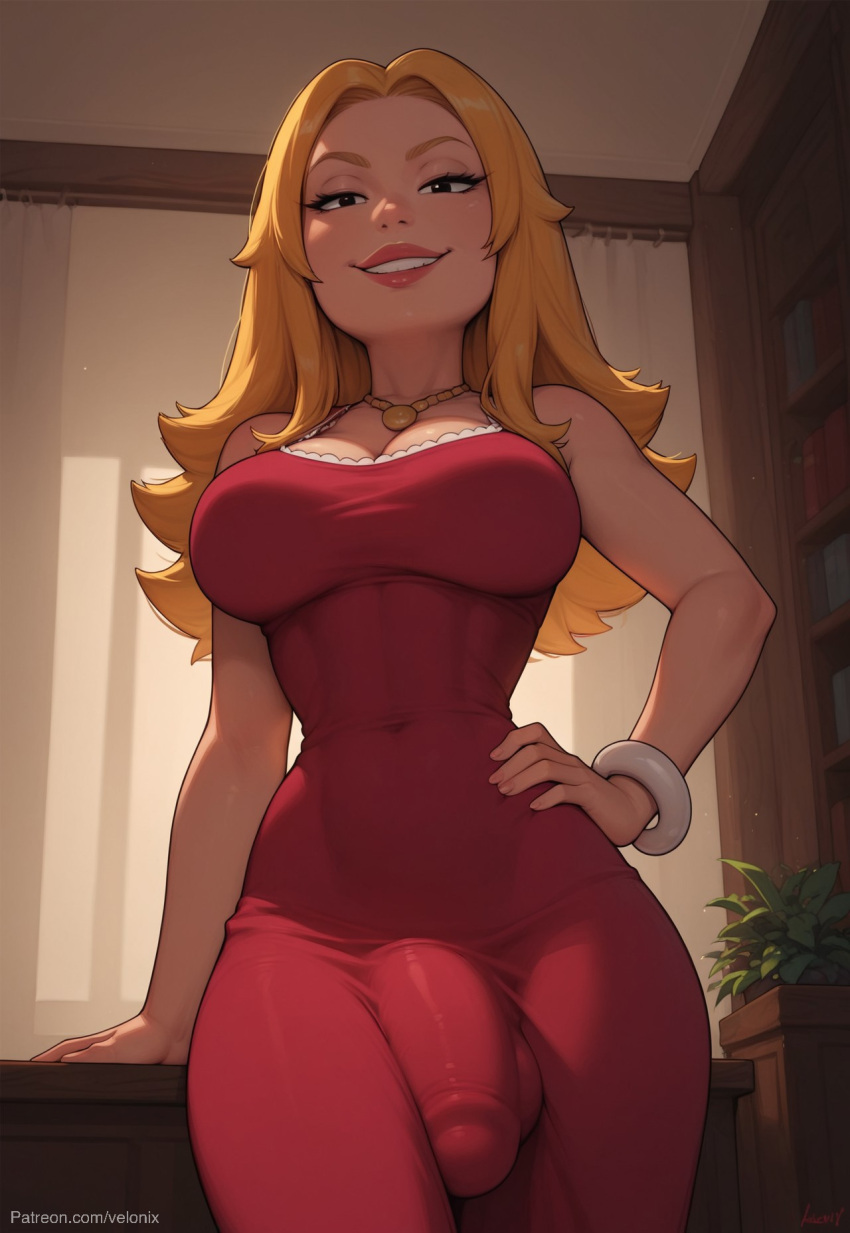 1futa 20th_century_studios ai_generated american_dad ass balls big_ass big_breasts big_hips big_penis blonde_futa blonde_hair breasts cleavage dickgirl disney eyebrows eyelashes francine_smith futa_only futanari grin grinning grinning_at_viewer hair hands-free huge_cock indoors intersex lips long_hair looking_at_viewer makeup narrow_waist narrowed_eyes nose penis seducing seductive seductive_eyes seductive_gaze seductive_look seductive_mouth seductive_pose seductive_smile smile smile_at_viewer smiley_face smooth_balls smooth_penis smooth_skin solo solo_dickgirl solo_focus solo_futa testicle velonix