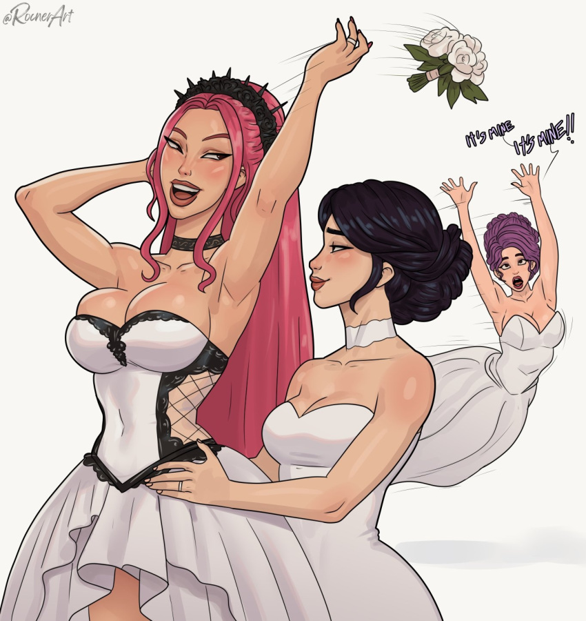 1girl futanari kpop_demon_hunters lesbian_wedding married_couple mira_(kpop_demon_hunters) netflix rocner rocner-verse rumi_(kpop_demon_hunters) sony_pictures_animation wedding wedding_band wedding_bouquet wedding_dress wedding_ring white_dress yuri zoey_(kpop_demon_hunters)